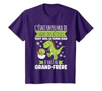 Futur Grand Frère Drôle Annonce Dinosaure Bêtises Cadeau T-Shirt, Enfant, Violet, 10 Ans