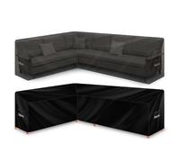 Futura Housse pour Meubles de Jardin en Forme de L imperméable en Tissu Oxford 420D avec Doublure en PVC, aérations et Protection UV, 260 x 210 x 80 cm