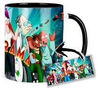 Futurama Bender Philip J. Fry Turanga Leela Tasse Ceramique Intérieure et Poignée Noire Mug
