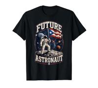 Future Astronaute Portoricain Explorateur Spatial Grunge T-Shirt Graphique avec Valeur, Homme, Noir, M