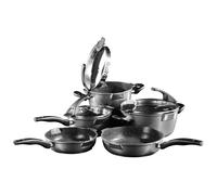 FUTURE Batterie de cuisine, 8 pcs, avec couvercle en verre avec fonction passoiren Stoneline