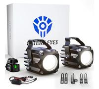 Future Eyes Feux Additionnels Moto LED 120W 12000LM CE E-Mark E57, IP67 Étanche Phare Auxiliaire, Feux LED Moto 60W Double Faisceau avec Support 360°