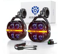 Future Eyes Feux Additionnels Moto LED 180W 18000LM Homologués ECE E-Mark E57, Phare Auxiliaire LED Moto, Feux Antibrouillard IP67, Phare Additionnel Moto 360° Réglable pour Route & Offroad