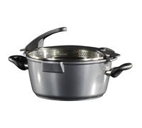 FUTURE Faitout 24 cm, avec couvercle en verre avec fonction passoire Stoneline