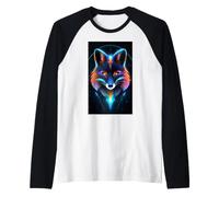 Future Fox Coloré Sci FI Animal Art Design Manche Raglan