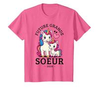 Future Grande Soeur 2026, Je Vais Être Grande Soeur 2026 T-Shirt, Enfant, Rose Chiné, 3 Ans