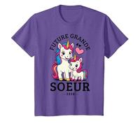 Future Grande Soeur 2026, Je Vais Être Grande Soeur 2026 T-Shirt, Enfant, Violet Chiné, 6 Ans