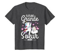 Future Grande Soeur, Grande Soeur 2026 Annonce Grossesse T-Shirt, Enfant, Chiné Foncé, 6 Ans