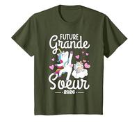 Future Grande Soeur, Grande Soeur 2026 Annonce Grossesse T-Shirt, Enfant, Olive, 4 Ans