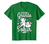 Future Grande Soeur, Grande Soeur 2026 Annonce Grossesse T-Shirt, Enfant, Vert Kelly, 2 Ans