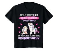 Future Grande Soeur Licorne Annonce Grossesse Grande Soeur T-Shirt, Enfant, Noir, 6 Ans