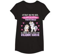 Future Grande Soeur Licorne Annonce Grossesse Grande Soeur T-Shirt, Fille, Noir, M