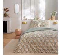 Future Home Parure de lit 2 Personnes Pietra Floral Charme rayé - Housse de Couette + 2 taies d'oreiller 63x63cm - 100% Coton - 57 Fils/cm² - Finition Boutons - Réversible Multicouleur 260x240cm