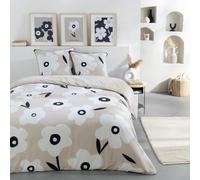 Future Home Parure de lit 3 pièces Adulte 2 Personnes Fleur en Coton Set de Housse de Couette 260x240cm +2 Taies d'oreiller 63x63 cm avec Fermeture Boutons