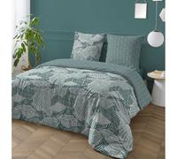 Future Home Parure de lit 3 pièces Adulte 2 Personnes imprimé Feuillage réversible Set de Housse de Couette 240x220cm +2 Taies d'oreiller 63x63 cm avec Fermeture Boutons