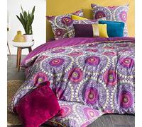 Future Home Parure de lit 3 pièces Adulte 2 Personnes rosaces en Satin 78 Fils Set de Housse de Couette 260x240cm +2 Taies d'oreiller 63x63 cm avec Fermeture Bouteille