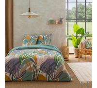 Future Home Parure de lit 3 pièces Adulte 2 Personnes végétal réversible Unie Set de Housse de Couette 260x240cm +2 Taies d'oreiller 63x63 cm avec Fermeture Boutons