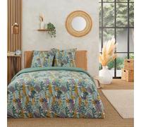 Future Home Parure de lit 3 pièces Adulte 2 Personnes végétal Tropical réversible Set de Housse de Couette 240x220cm +2 Taies d'oreiller 63x63 cm avec Fermeture Boutons