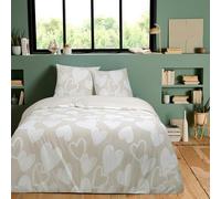 Future Home Parure de lit Tonie en Coton Motif cœurs - Housse de Couette 240x220cm + 2 taies d'oreiller 63x63cm - 57 Fils/cm² - Finition Boutons - Certifié Oeko-TEX Beige 240x220cm