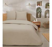 Future Home Parure de lit Violette Double en Gaze de Coton - Housse de Couette + 2 taies d'oreiller 63x63cm - Finition Boutons - Certifié Oeko-TEX Beige 260x240cm