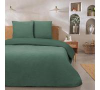 Future Home Parure de lit Violette Double en Gaze de Coton - Housse de Couette + 2 taies d'oreiller 63x63cm - Finition Boutons - Certifié Oeko-TEX Vert 260x240cm