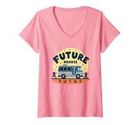 Future Roadie My First Concert Kids Music Tour Bus Adventure T-Shirt avec Col en V, Femme, Rose, L