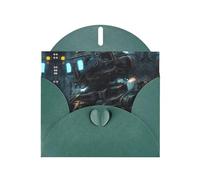 Future Robot Pattern Cartes de vacances en papier nacré vert foncé 15,2 x 10,2 cm - Avec enveloppes pour anniversaires, mariages et condoléances