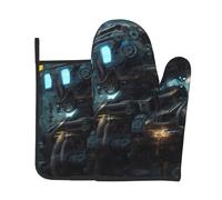 Future RobotGants résistants à la chaleur, gants de cuisine et maniques en deux parties, essentiels pour la cuisine, la pâtisserie et les grillades