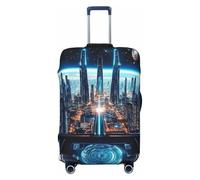 Future Science Fiction City Housse de protection élastique pour valise de voyage Motif imprimé anti-rayures, Noir , XL