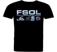 Future Sound of London. Silver Logos. Full Cotton T Shirt Black M