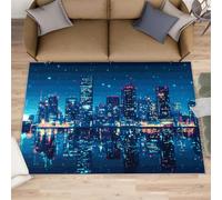 Future Urban Night View Rugs Tapis moderne à poils courts pour salon, tapis urbain moderne, antidérapant, facile d'entretien, pour chambre de garçon, salle à manger, 140 x 200 cm