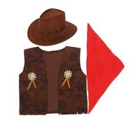 FUTUREORYY 1 Ensemble Costume de Cowgirl pour Fille Ensemble de Déguisement Western avec Bandana Gilet et Chapeau pour Halloween et Jeux de Rôle Wild West