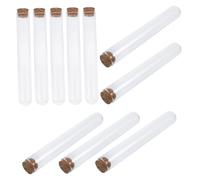 FUTUREORYY 10 pièces Lot de Bocaux Verre avec Bouchon Bois Tubes à Essai Ronds Porte-allumettes Portable pour Stockage Multi-Usage pour Objets Petits et Décoratifs