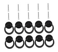 FUTUREORYY 10 pièces Lot de Poignées Tiroir Rondes Vintage Métal Noir Anneau de Traction Rétro pour Meuble Cuisine et Armoire Facile à Installer
