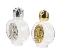 FUTUREORYY 2 pièces Bouteilles Eau Bénite Verre Gravé Petit Flacon Transparent avec Couvercle Sécurité et Portable pour Usage Quotidien et Voyage