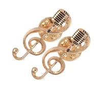 FUTUREORYY 2 Pièces Broche Musicale Note et Microphone Dorée Accessoire pour Vêtements et Sacs pour de Musique An