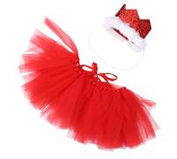 FUTUREORYY 2 pièces Jupe Tulle pour Chien Maille Douce avec Couronne Rouge Vêtements Animaux Compagnie Confortables pour Chiots pour Sorties et Occasions Spéciales