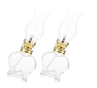FUTUREORYY 2 Pièces Lampe à Huile Ancienne en Verre 120ml avec Mèche Réglable, Lanterne à Pétrole Vintage de Cœur pour Décoration Eid Mubarak et Intérieur Rustique