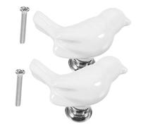 FUTUREORYY 2 Pièces Poignée de Tiroir Céramique Blanche Style Européen Moderne Bouton Cartoon pour Placards et Commodes Lot de Installation Facile et Design Délicat