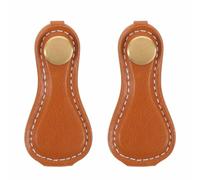 FUTUREORYY 2 Pièces Poignées de Tiroir Cuir PU Style Campagne Française Poignées de Meuble à Trou Unique Remplacement pour Commode Placard Armoire Cuisine et Dressing Installation Facile et