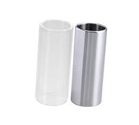 FUTUREORYY 2 pièces Slide Guitare Medium Bottleneck Verre Transparent et Acier Inoxydable Argenté Sustain et Clair Accessoire pour Guitaristes et Amateurs