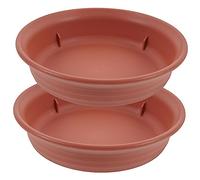 FUTUREORYY 2 pièces Soucoupes pour Plantes Résine Épaisses Plateaux de Drainage Antidérapants pour Pots de Fleurs Intérieur Extérieur Supports Étanches pour Jardinières