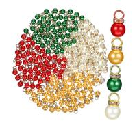 FUTUREORYY 200pièces Lot de Mini Boules De Noël Imitation Perle pour Décoration Sapin Ornements Suspendus Petits Durables Et Élégants pour Fêtes Et Mariage Assortis Rouge Or Vert Blanc