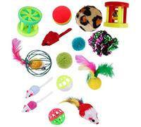 FUTUREORYY 24 pièces Kit de Jouets Interactifs pour avec Balles à Clochettes et Plumes Accessoires Ludiques pour Jouer et Mastiquer Favorisant Un Environnement Sain pour Couleur Aléatoire