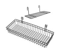FUTUREORYY 2pièces Panier Murale Métal Noir avec Panier De Rangement Fil pour Mur Grille pour Organisation Maison Outils