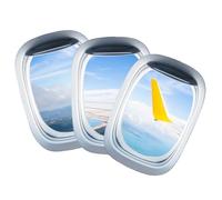FUTUREORYY 3 feuilles Stickers Muraux Faux Fenêtre Avion Effet Décoration Murale Amovible pour Salon Chambre Bureau