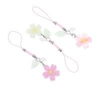 FUTUREORYY 3 pièces Lanières Téléphone Portable Motif Fleurs Cerisier Accessoires Décoratifs pour Femmes Chaînes Pratiques pour Casques et Clés USB Résistantes et Colorées Rose Bleu Jaune