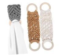 FUTUREORYY 3 Pièces Lot de Anneaux Porte Serviettes Crochetés Faits Main Coton Doux Style Supports Polyvalents pour Cuisine et Salle de Bain