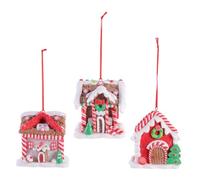 FUTUREORYY 3 Pièces Ornements de Noël Silicone Forme de Maison Miniature Décoration Suspendue pour Sapin et Vitrine Accessoires Festifs pour Salon Patio et Cadeau de Fête