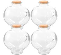 FUTUREORYY 4 pièces Bouteilles Verre avec Bouchon Liège Forme de Cœur Pêche Bocaux Sortilèges Légers pour Décoration Mariage Fête et DIY Stockage Sûr pour Sable Papier Souhait et Parfum